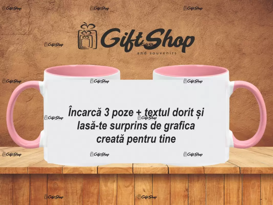 X cana personalizata din ceramica  interior si maner roz
