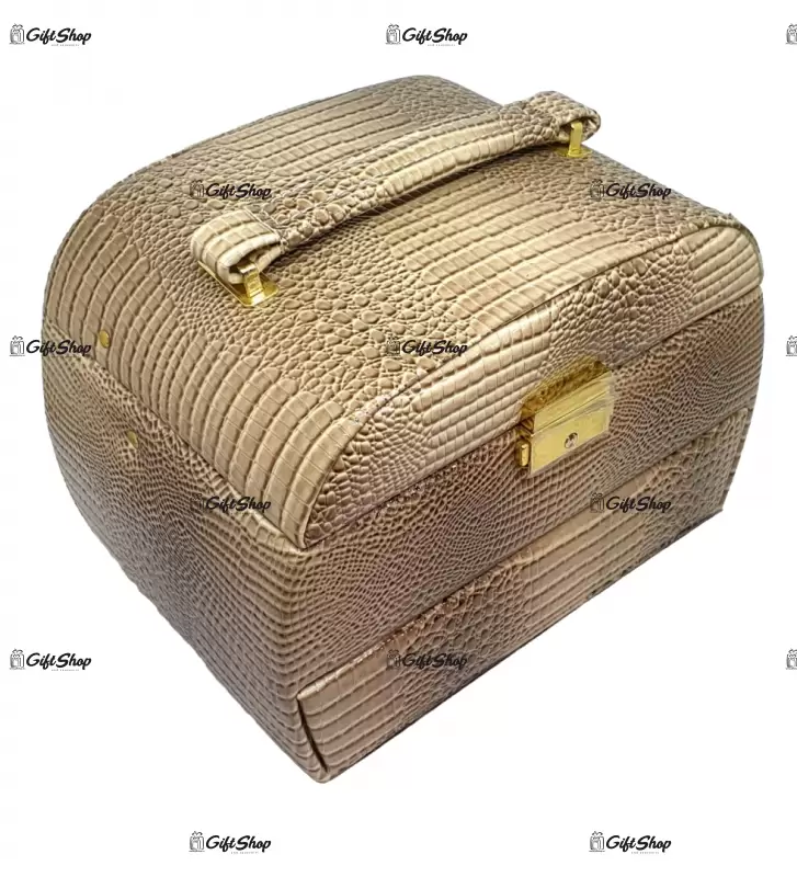 Cutie bijuteri cu sertar vinilin bej