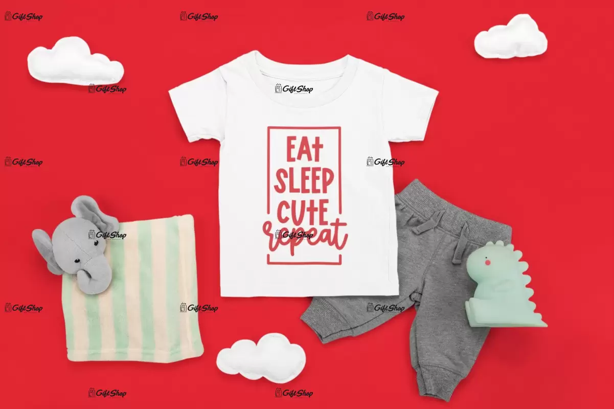 Eat sleep cute repeat , tricou cu mesaj, tgs0376