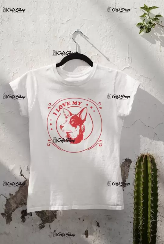 I love my dog, tricou alb cu mesaj