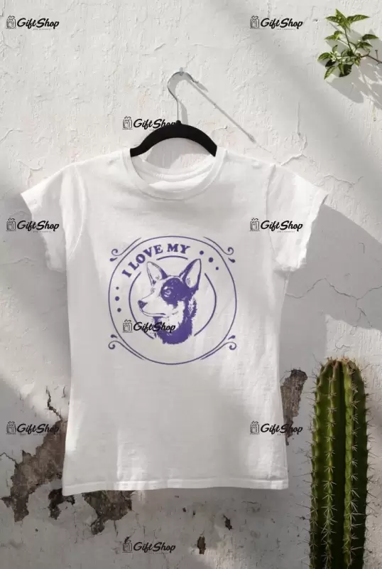 I love my dog, tricou alb cu mesaj