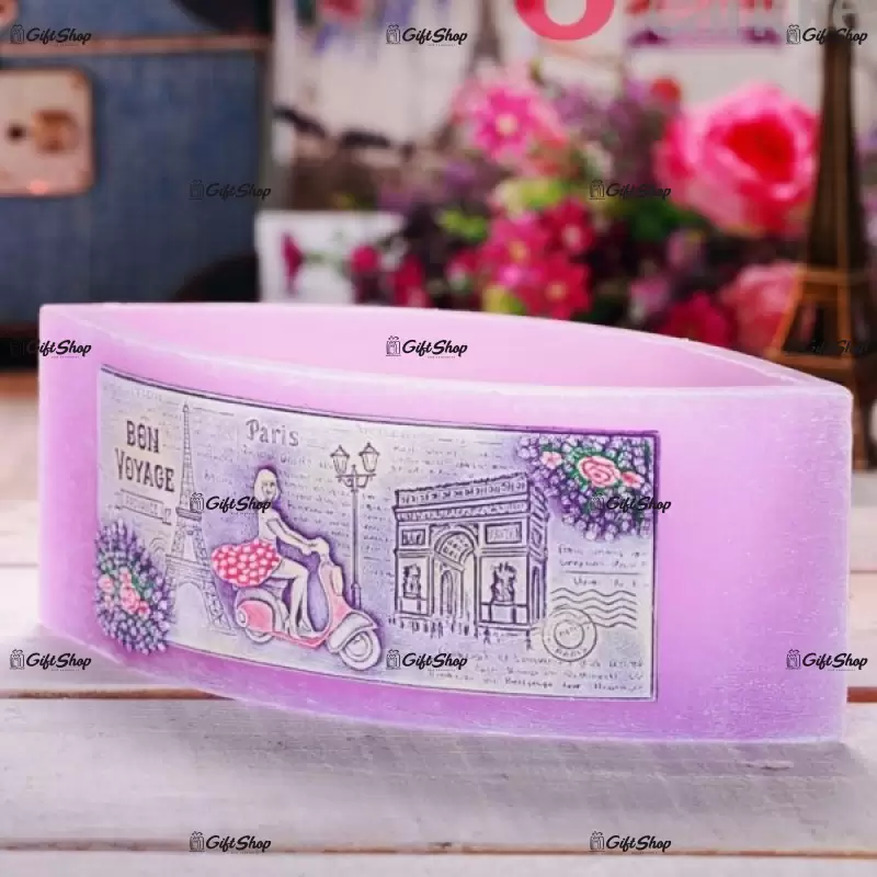 Lumanare lampion, bartek candles, lavanda bon voyage