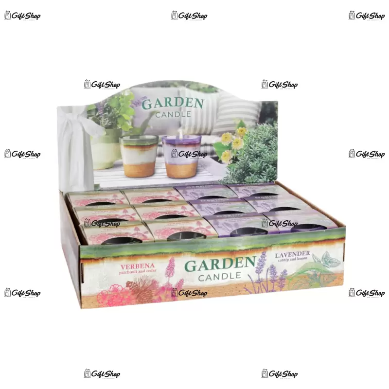 Lumanare parfumata in pahar de sticla, bartek candles – garden, lavander si verbina
