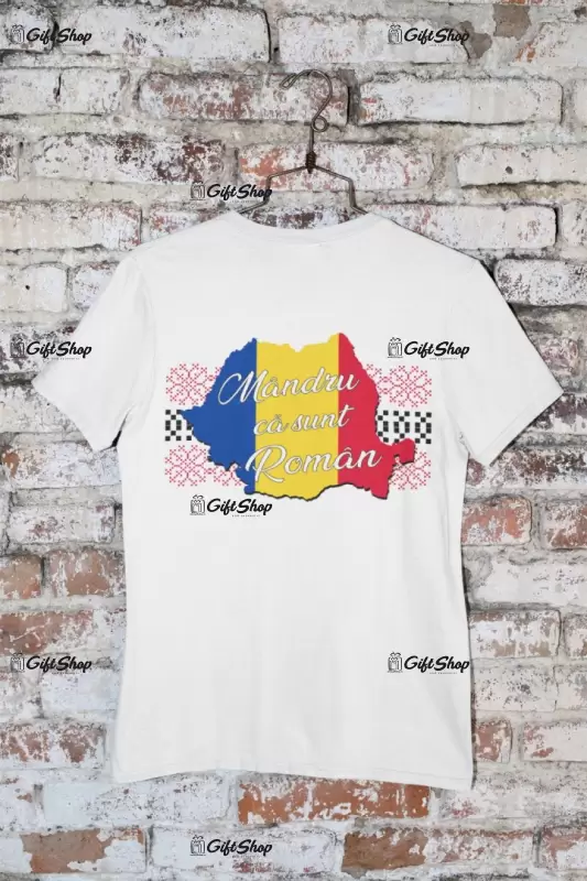 Mandru ca sunt roman, tricou cu mesaj, model 1