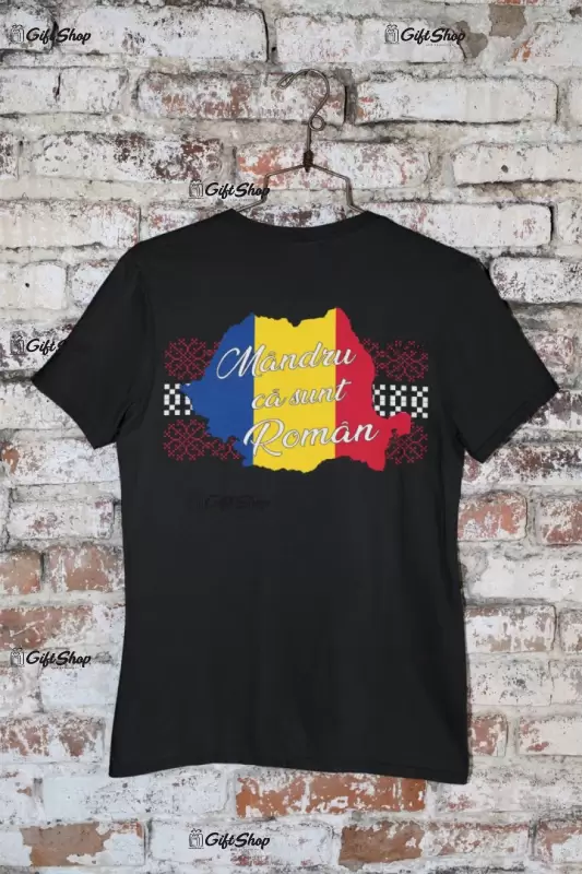 Mandru ca sunt roman, tricou cu mesaj, model 1