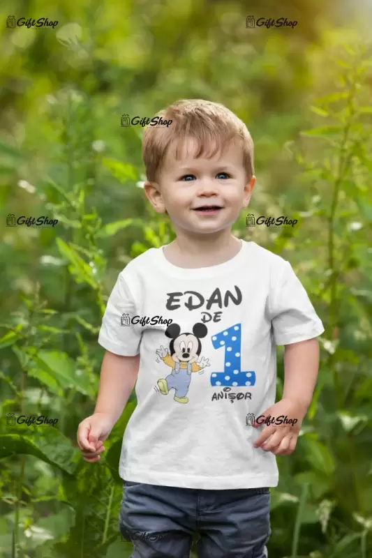 Mickey mouse baby 1 an, ( se adauga anul si numele pentru grafica )tricou cu mesaj