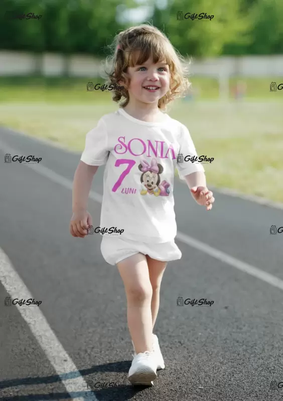 Minnie mouse 7 luni, se poate schimba numele si varsta, tricou cu mesaj