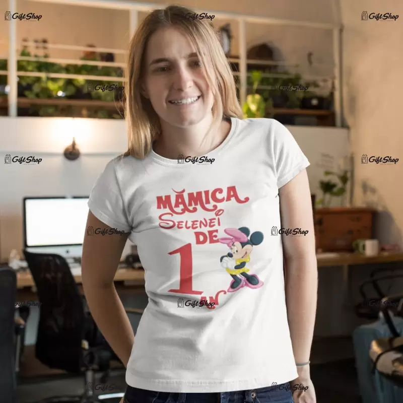 Mamica de 1 an minnie mouse, ( se adauga anul si numele pentru grafica ), tricou cu mesaj