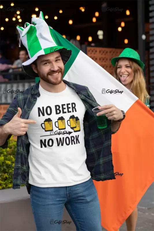 No beer no work, tricou cu mesaj