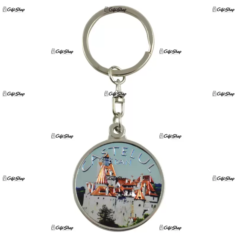Breloc realizat din metal – design castelul bran / dracula / romania a