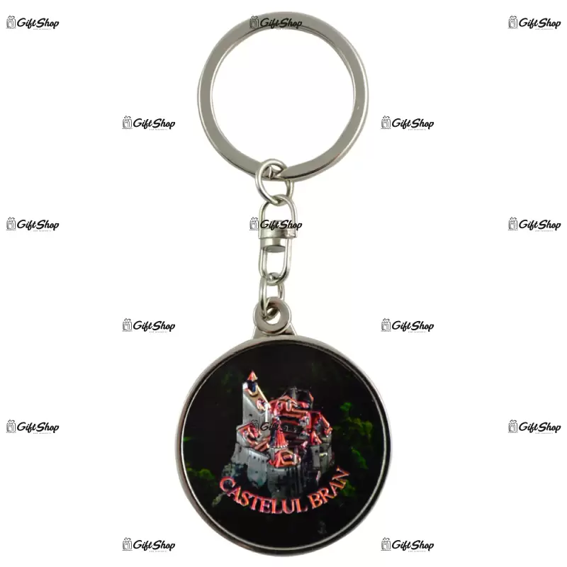 Breloc realizat din metal – design castelul bran / dracula / romania b