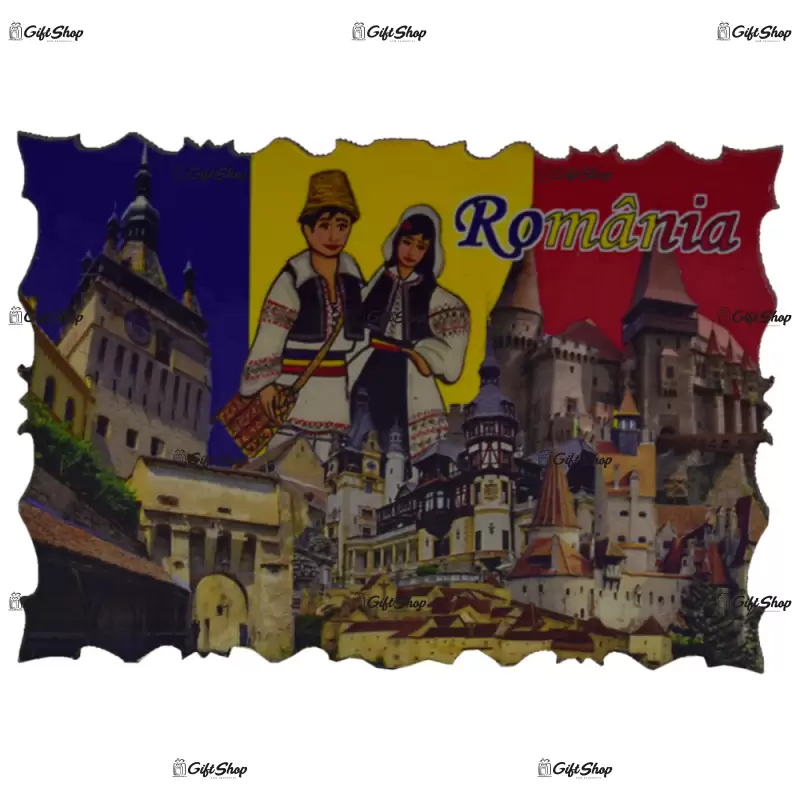 Magnet de frigider realizat din lemn – design castele renumite & vlad tepes c