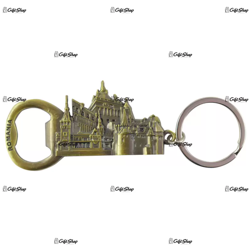Breloc realizat din metal – design cetati renumite (peles.bran. sighisoara)