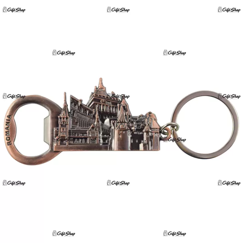 Breloc realizat din metal – design cetati renumite (peles.bran. sighisoara)