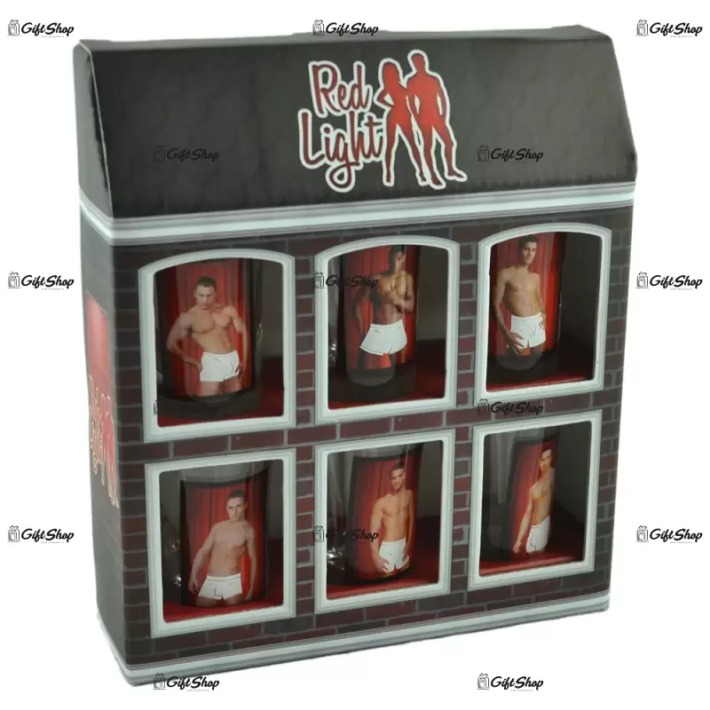 Erotic men, set 6 pahare termice pentru shot-uri realizate din sticla