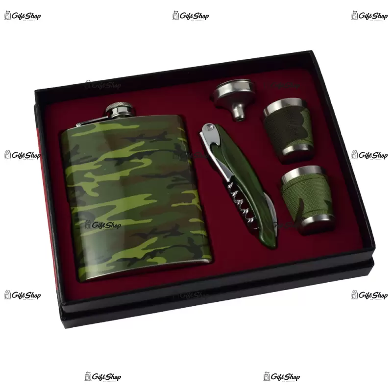 Army set cadou, plosca, briceag, palnie si 2 pahare
