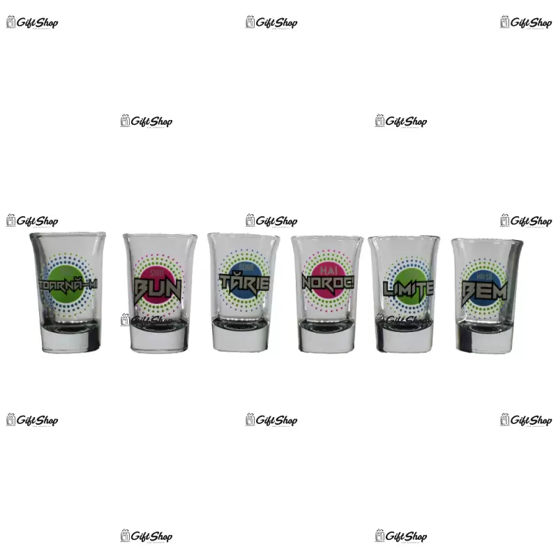 Techno, set 6 pahare pentru shot-uri in cutie decorativa