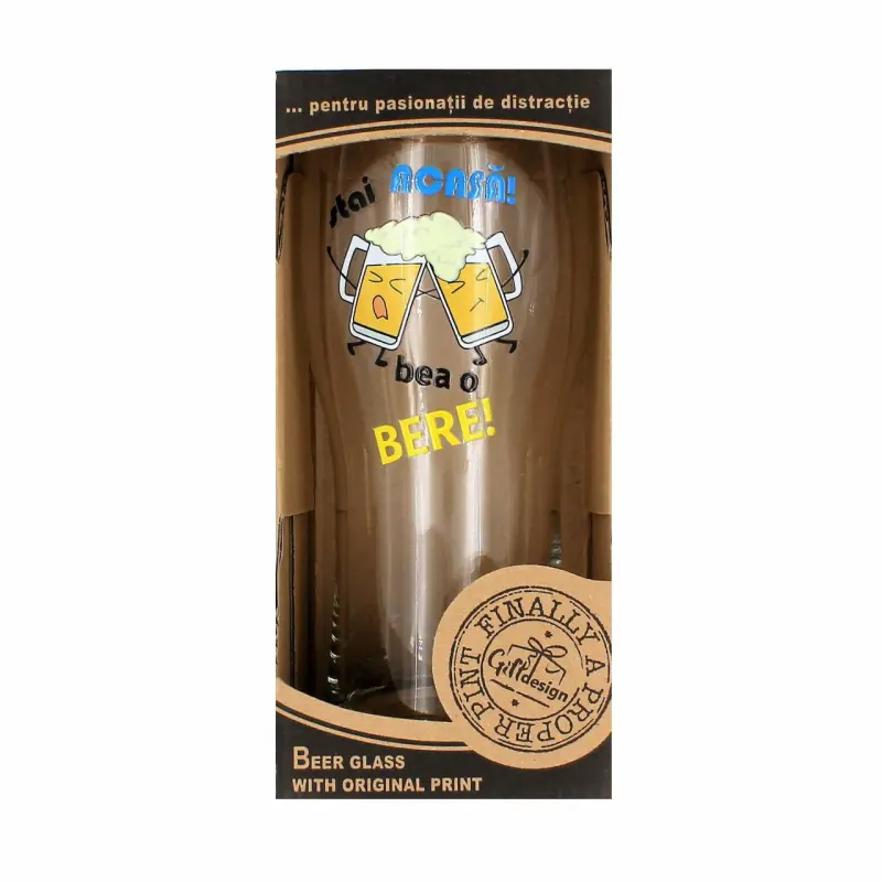 Stai acasa bea o bere, pahar cu mesaj, 400 ml