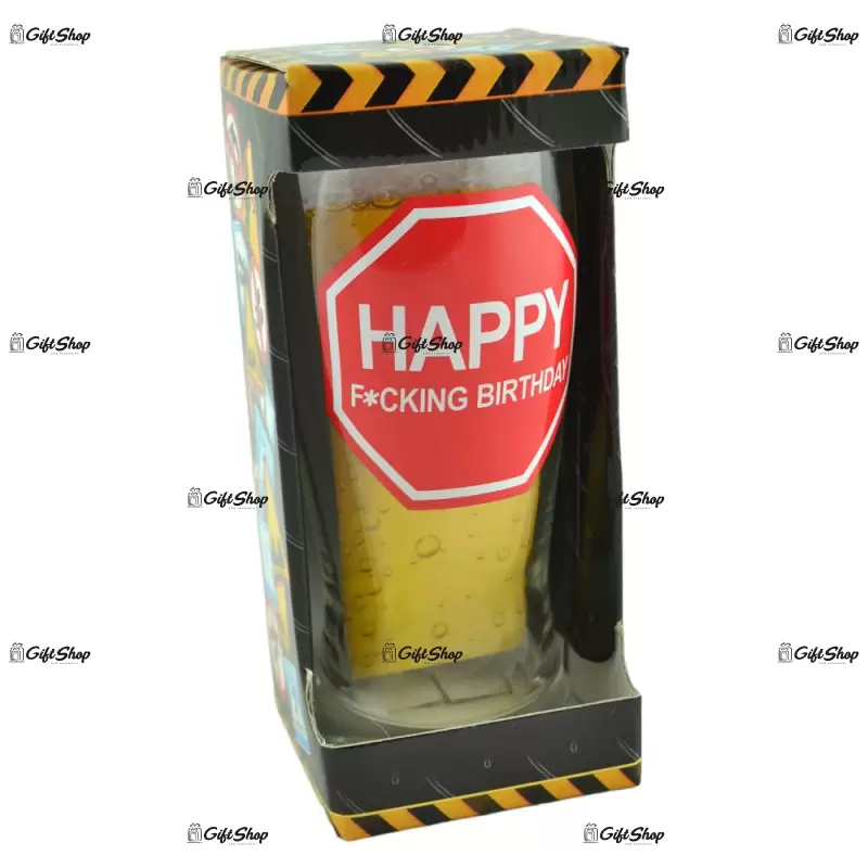 Happy f.cking birthday, pahar de bere cu mesaj