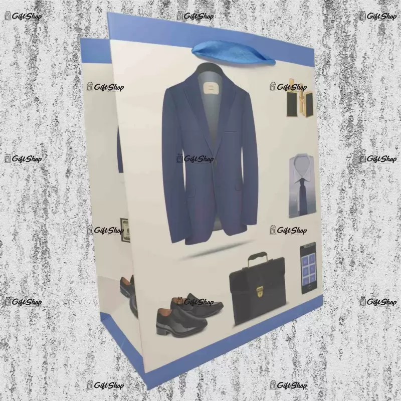 Plasa cadou, cu model costume abastru xz