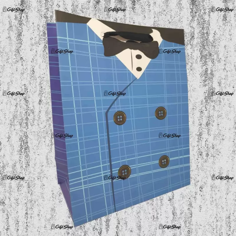 Plasa cadou, cu model costume albastru xz