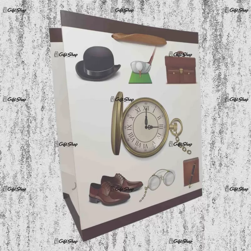 Plasa cadou, cu model costume maro bxz