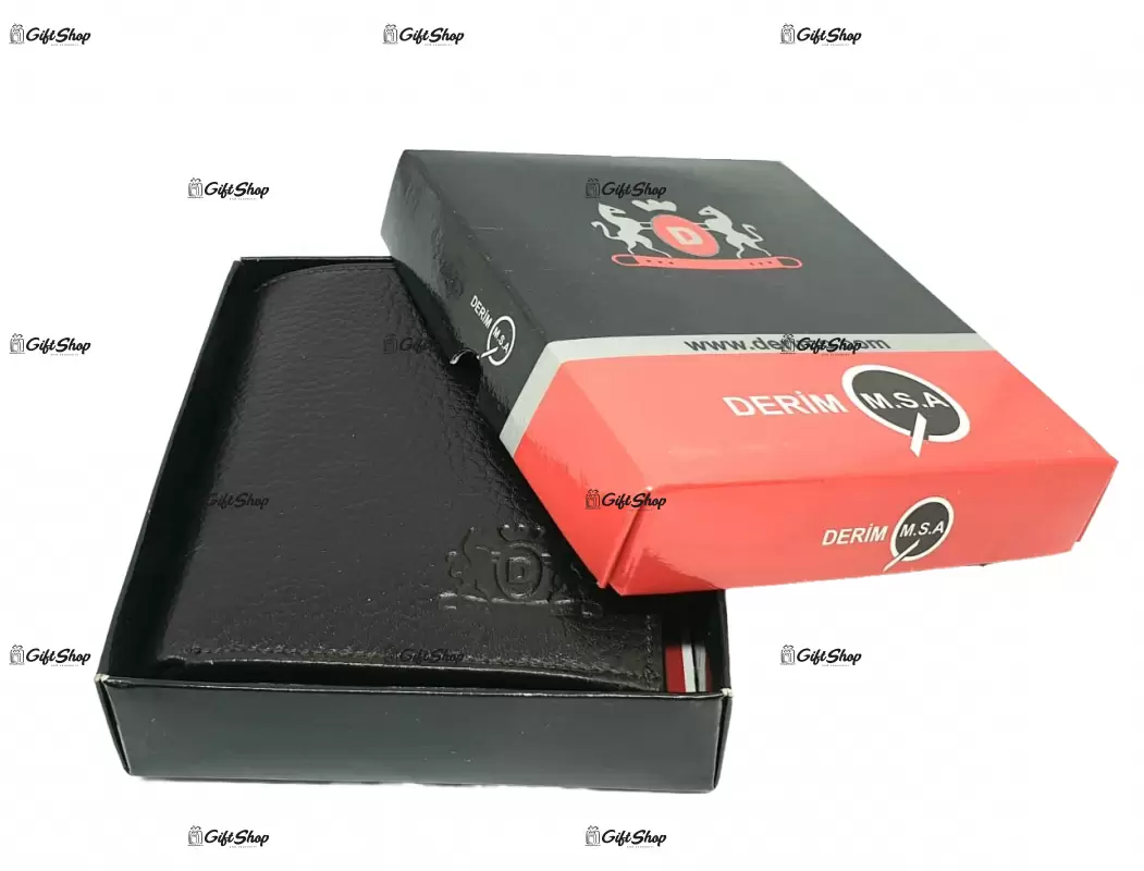 Portofel piele barbati, model desisan black e