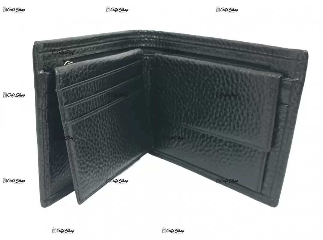 Portofel piele barbati, model desisan black