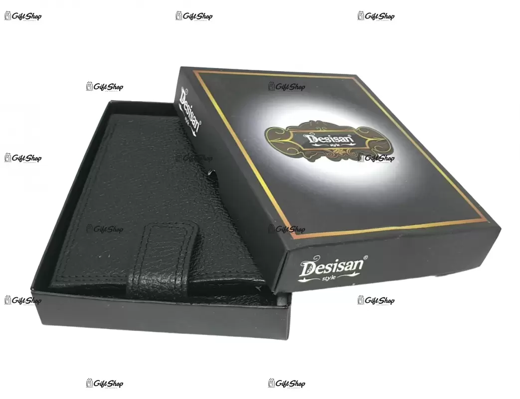 Portofel piele barbati, model desisan black 2