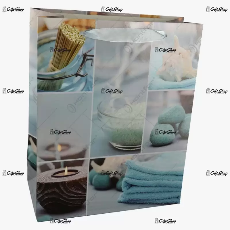 Plasa cadou, cu model aromatherapy turcoaz