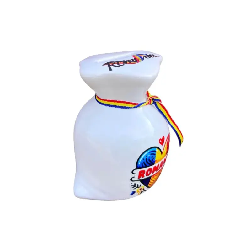 Inima romania, pusculita suvenir sac, model 1