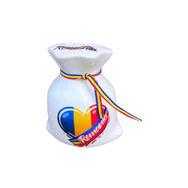 Inima romania, pusculita suvenir sac, model 2
