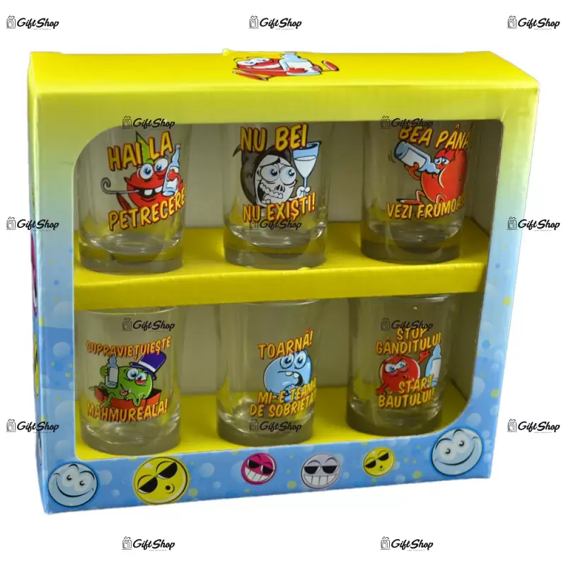 Ramai beat, set 6 pahare pentru shot-uri in cutie decorativa