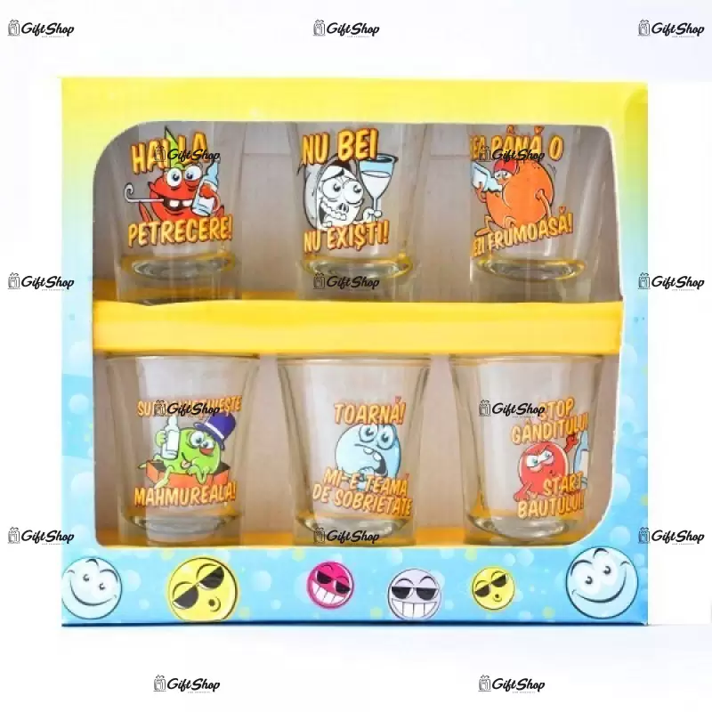 Ramai beat, set 6 pahare pentru shot-uri in cutie decorativa