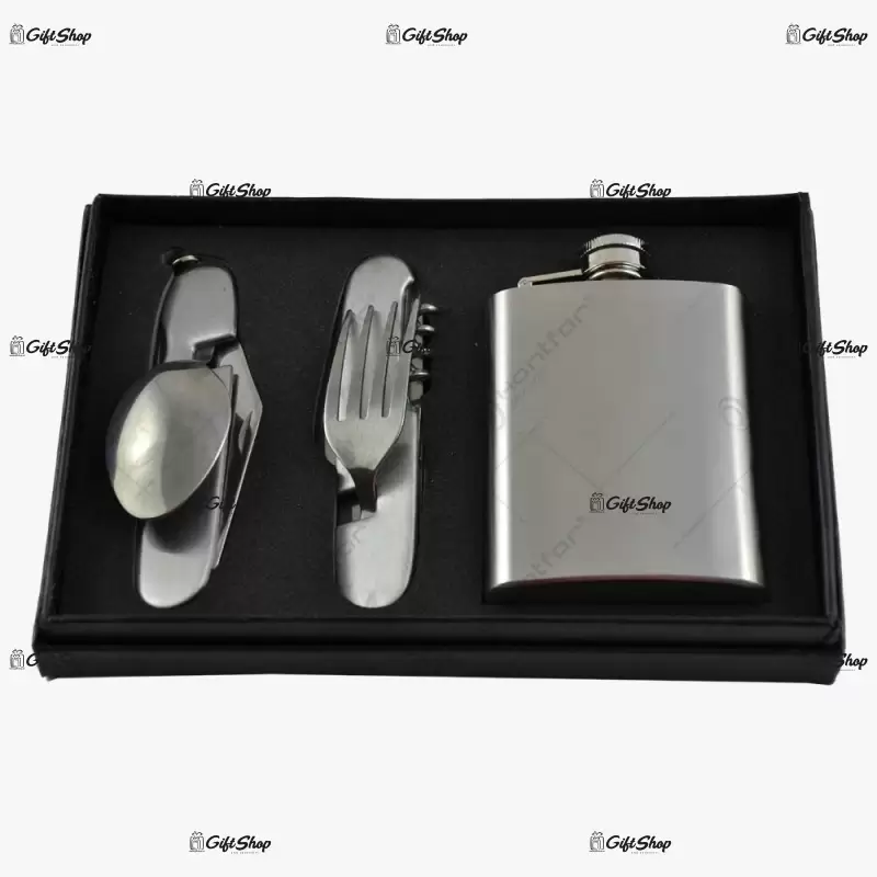 Set cadou plosca si 2 briceaguri multifunctionale realizate din inox