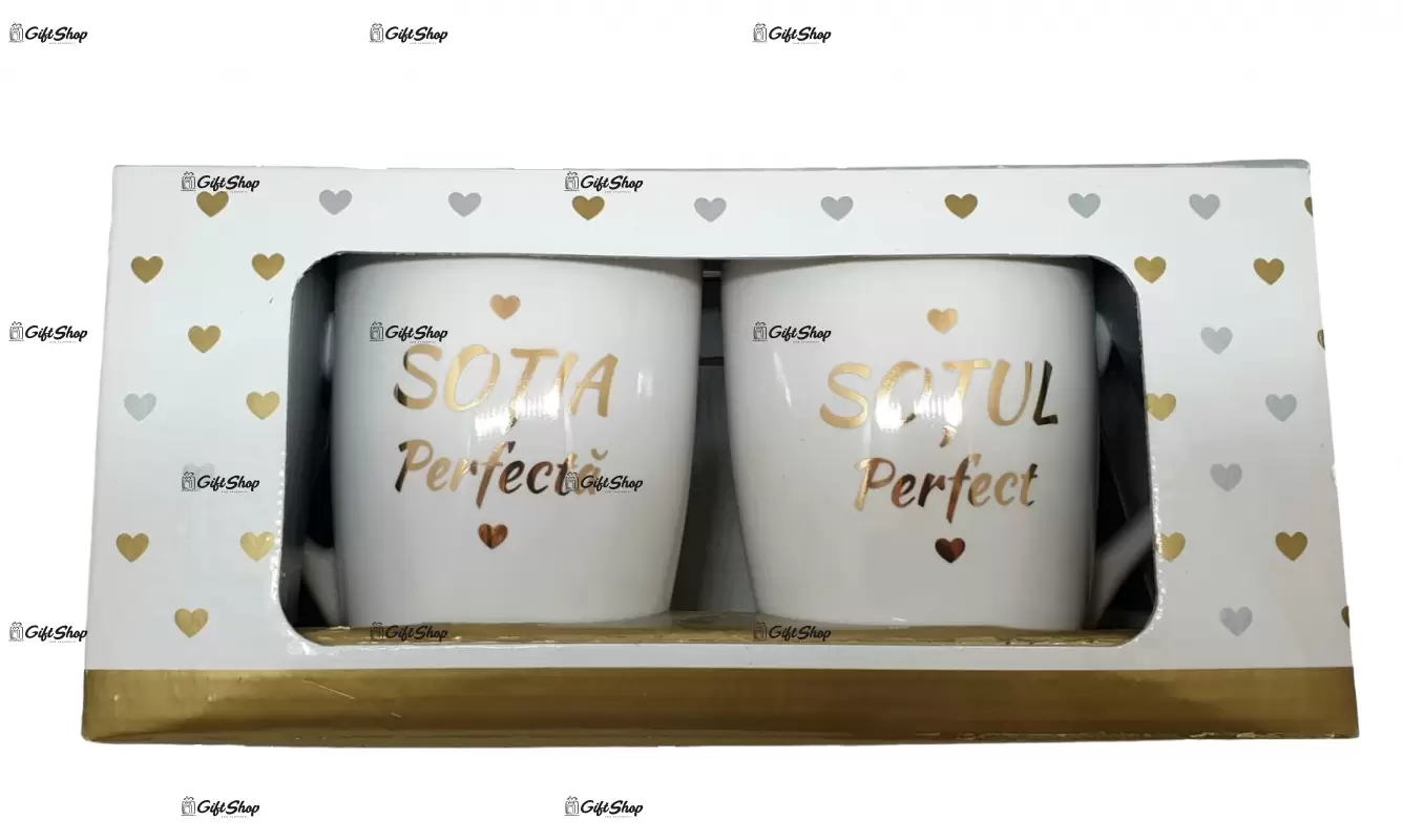 Sotia perfecta & sotul perfect, set 2 cani cu mesaje