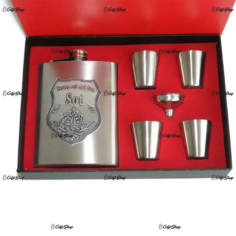 Pentru cel mai bun sot, set plosca cu 4 pahare inox
