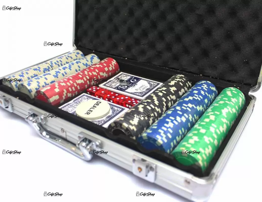 Set poker 300 jetoane, valiza din metal