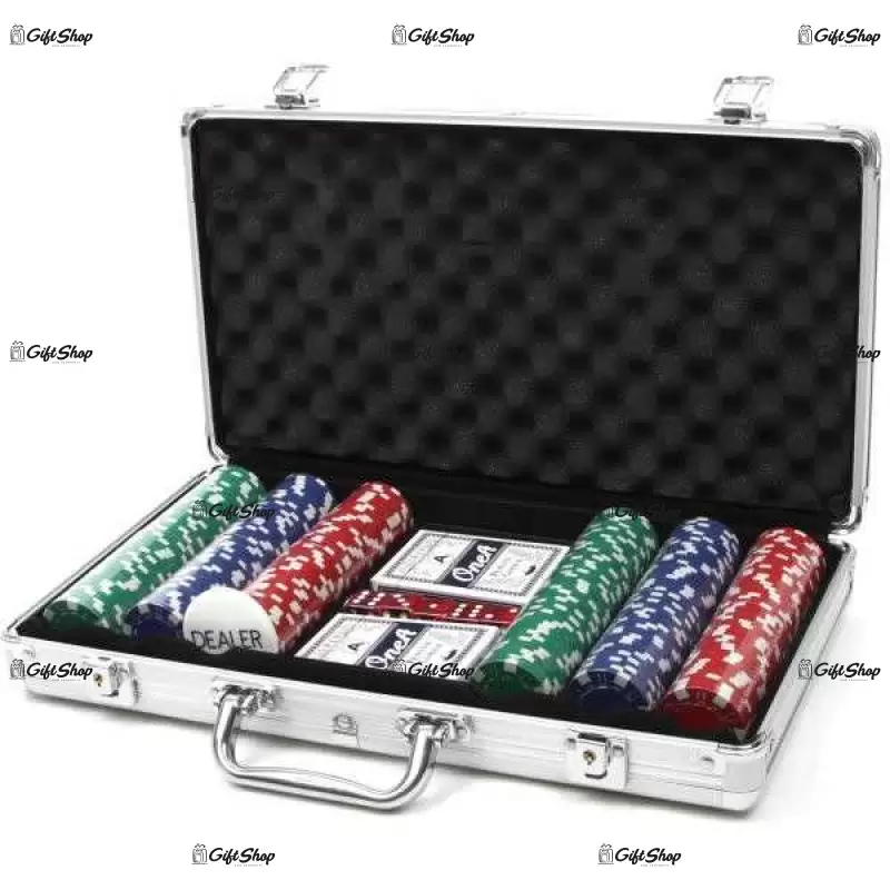 Set poker 300 jetoane, valiza din metal