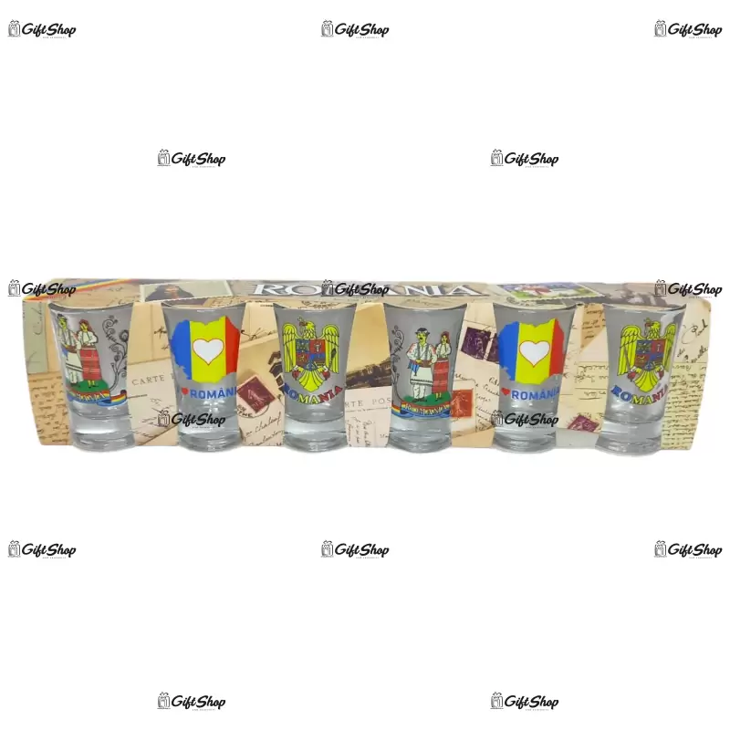 Romania, set 6 pahare pentru tarie  b