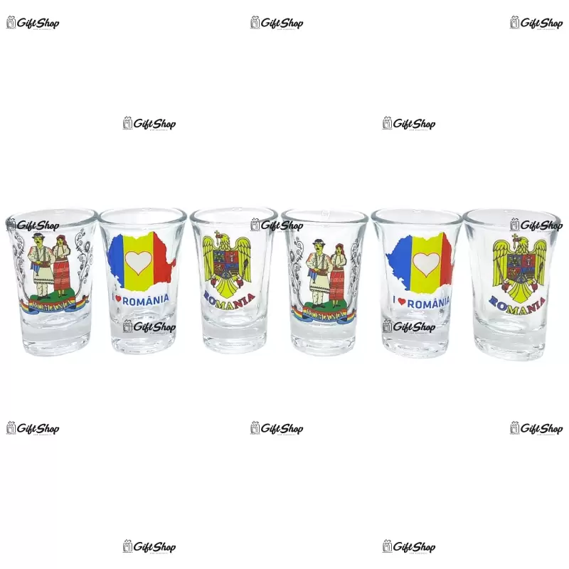 Romania, set 6 pahare pentru tarie  b
