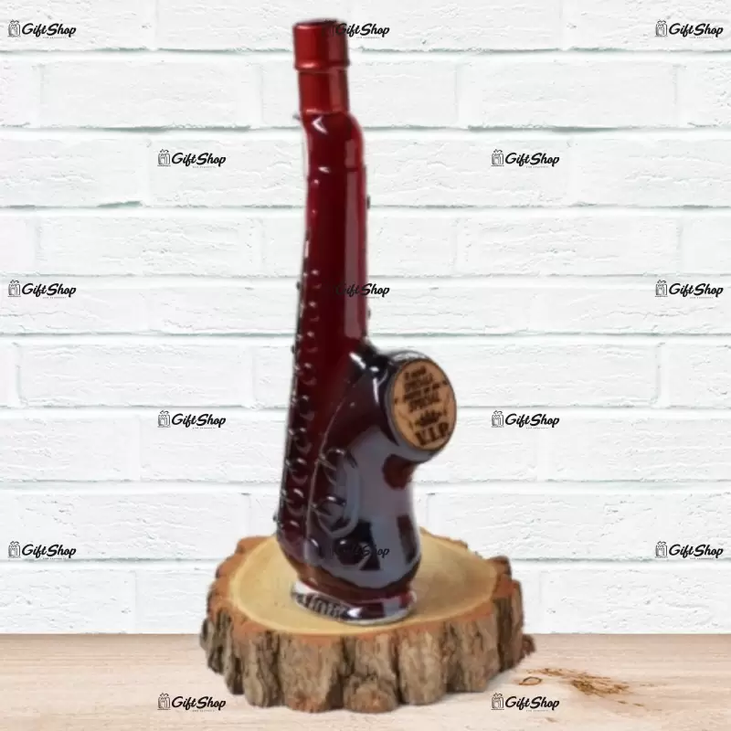 Saxofon, sticla vin cu mesaj vip