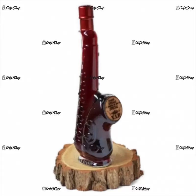 Saxofon, sticla vin cu mesaj vip