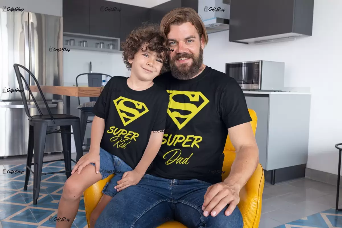 Super dad & kid, set 2 tricouri cu mesaje