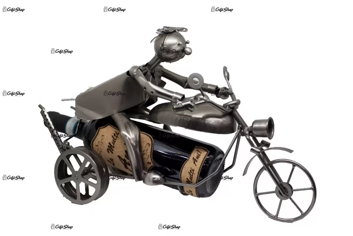 Motociclist, suport pentru sticla vin din metal