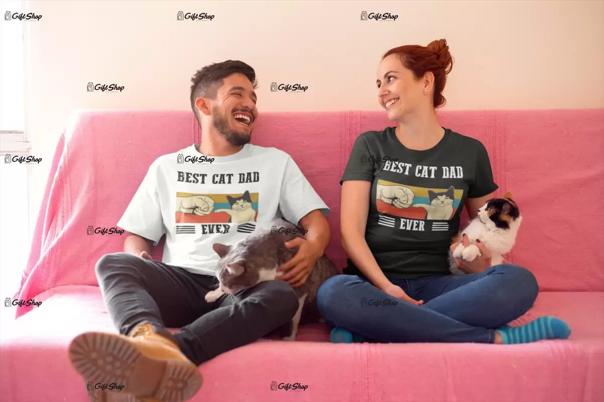 Best cat dad ever, tricou cu mesaj
