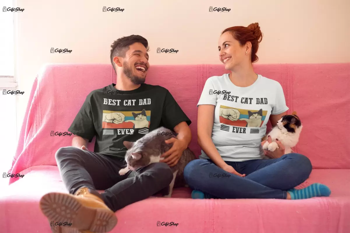 Best cat dad ever, tricou cu mesaj