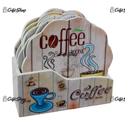 Set 6 suporturi cu carcasa pentru pahare – Design Coffee C