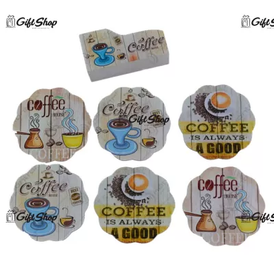 Set 6 suporturi cu carcasa pentru pahare – Design Coffee C