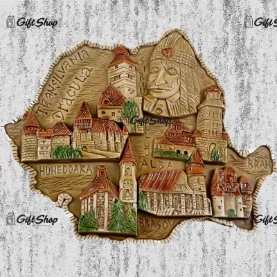 Placheta din ipsos reprezentand cladiri istorica din Transilvania – Mare C